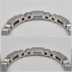 925 Sterling Silver Round & Baguette CZ Eternity Stacking Ring Band Size 10.25